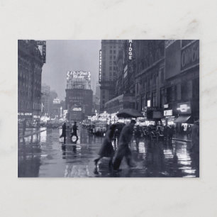 Carte Postale Photo : NYC des années 1940 dans la pluie