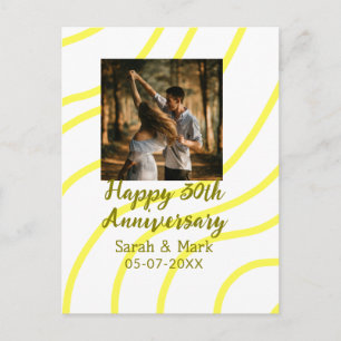 Carte Postale Photo or jaune 30e anniversaire de mariage nom
