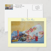 Carte Postale photo originale de vie morte du sac maquillage vin (Devant / Derrière)