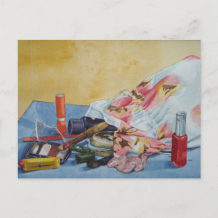 Carte Postale photo originale de vie morte du sac maquillage vin