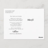 Carte Postale Photo personnalisée amour et script merci (Dos)