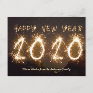 Carte Postale Photo personnalisée Bonne année 2020 Firework Spar