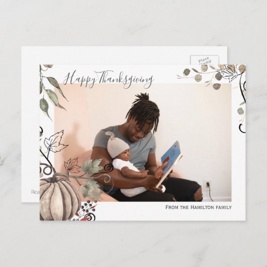 Carte Postale Photo personnalisée de la récolte Citrouille de Th (Devant / Derrière)