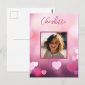 Carte Postale Photo personnalisée de la Saint Valentin et nom pe (Devant / Derrière)