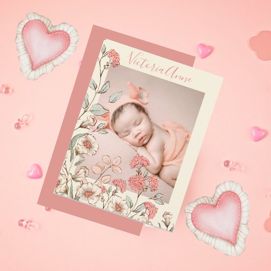 Carte Postale Photo personnalisée Fille Faire-part de naissance