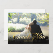 Carte Postale Photo personnalisée Gold Confetti Script Merci (Devant / Derrière)