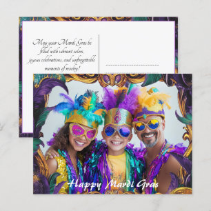 Carte Postale Photo personnalisée 💚 💜 💛 Mardi Gras Magie