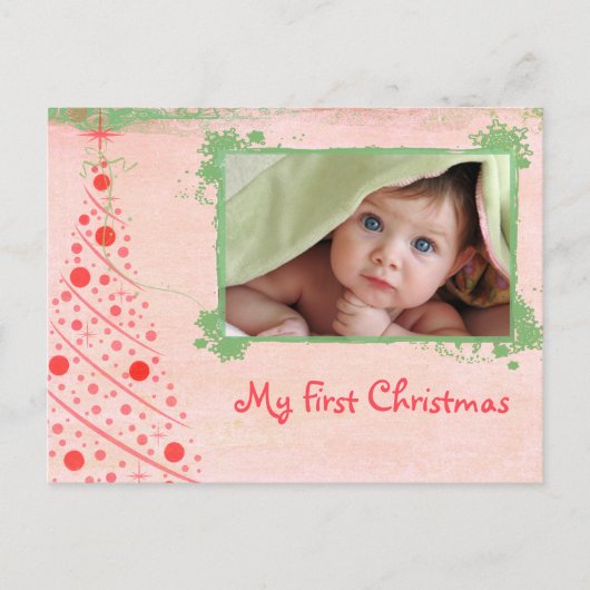 Carte postale photo Pink and Green Tree First Chri (Devant)