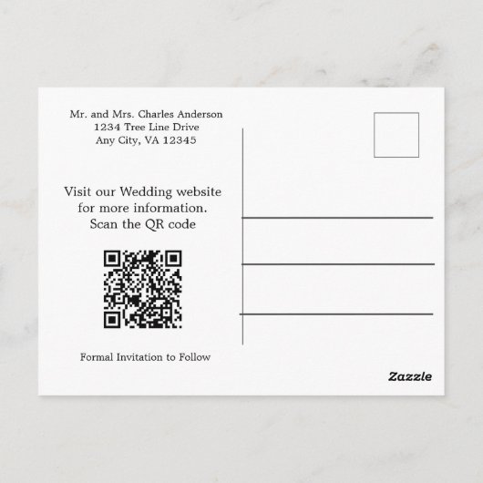 Carte Postale Photo QR Code Mariage Fiançailles Enregistrer La D (Dos)