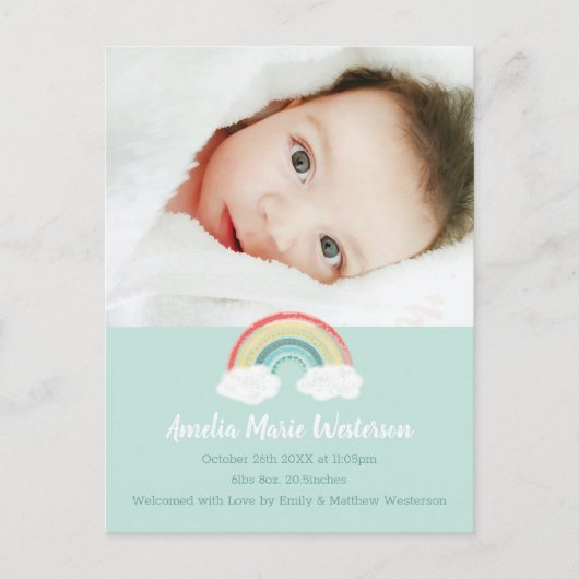 Carte Postale Photo Rainbow Baby Faire-part de naissance (Devant)