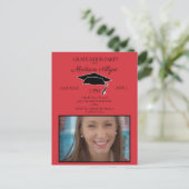 Carte Postale Photo Red Black Graduation Cap Grad Party (Debout devant)
