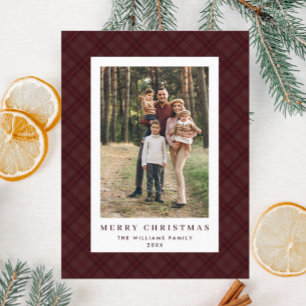 Carte Postale Photo Retro Noël Plaid Grey Holiday