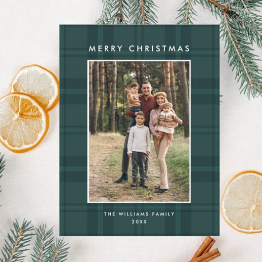 Carte Postale Photo Retro Noël Plaid Grey Holiday