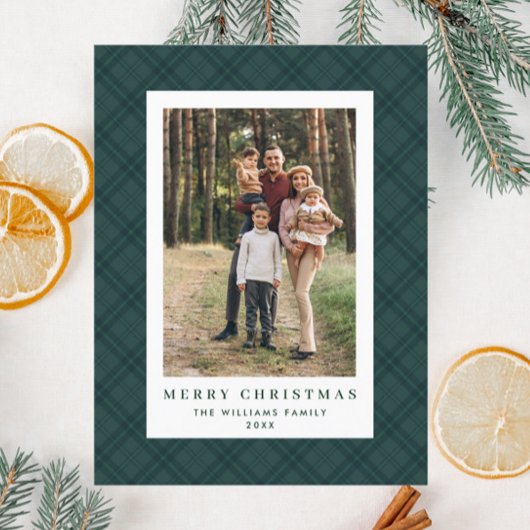 Carte Postale Photo Retro Noël Plaid Grey Holiday
