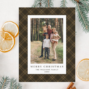 Carte Postale Photo Retro Noël Plaid Grey Holiday
