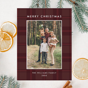 Carte Postale Photo Retro Noël Plaid Grey Holiday