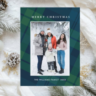 Carte Postale Photo Retro Noël Plaid Grey Holiday