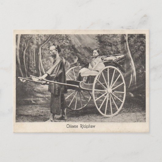 Carte postale photo Rickshaw chinois vintage 1905 (Devant)