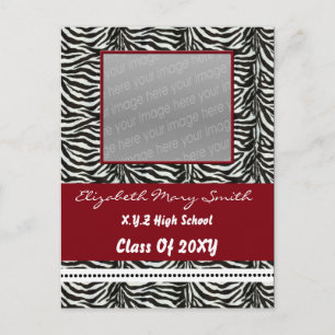 Carte Postale photo rouge chic Graduation Invitation