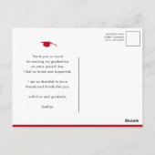 Carte Postale Photo rouge moderne Merci de graduation simple (Dos)