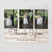 Carte Postale Photo Rustic Chic Moderne Merci Mariage (Devant)