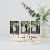 Carte Postale Photo Rustic Wood Floral Mariage Moderne Merci (Debout devant)