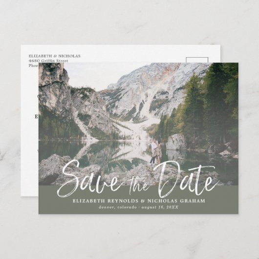 Carte Postale Photo Rustique Lettrage À La Main Enregistrer La D (Devant / Derrière)