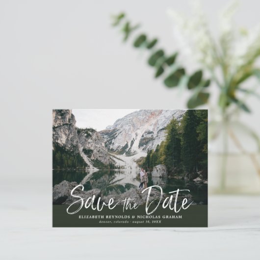 Carte Postale Photo Rustique Lettrage À La Main Enregistrer La D (Debout devant)