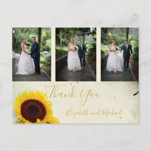 Carte Postale Photo Rustique tournesol élégant Merci de mariage