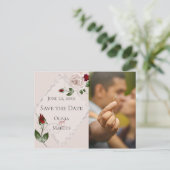 Carte Postale Photo Save the Date Blush and Wine Roses (Debout devant)