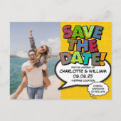 Carte Postale Photo Save the Date Fun Retro Bande Dessinée Pop A (Devant)