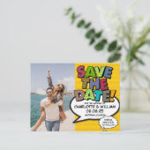 Carte Postale Photo Save the Date Fun Retro Comic Book Pop Art (Debout devant)