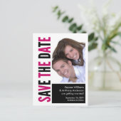Carte postale photo 'Save The Date' rose et noir (Debout devant)