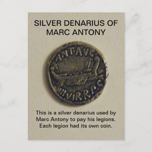 Carte postale photo Silver Denarius de MARC ANTONY (Devant)