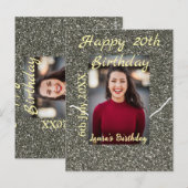 Carte Postale Photo Silverglitter 20e anniversaire nom date (Devant / Derrière)