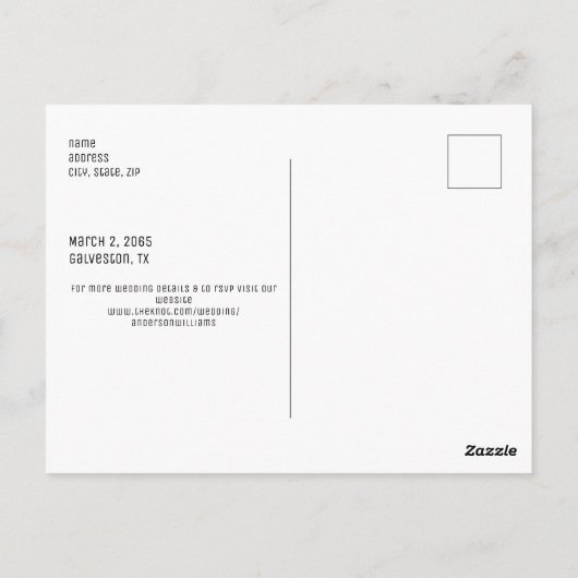 Carte Postale Photo Simple Enregistrer la date Annonce (Dos)