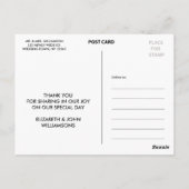 Carte Postale Photo simple Mariage Merci note | (Dos)