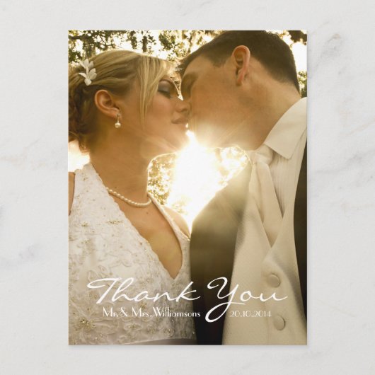 Carte Postale Photo simple Mariage Merci note | (Devant)