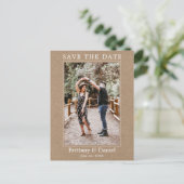 Carte Postale Photo Simple Moderne Enregistrer La Date Kraft (Debout devant)