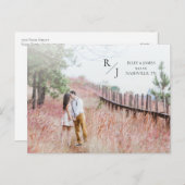 Carte Postale Photo Simple Monogramme Mariage Enregistrer la dat (Devant / Derrière)
