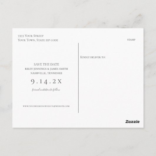 Carte Postale Photo Simple Monogramme Mariage Enregistrer la dat (Dos)