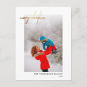 Carte postale photo simple Noël en or blanc (Devant)