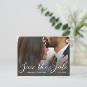 Carte Postale Photo simple noir et blanc Enregistrer le Mariage  (Debout devant)