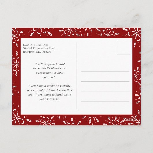 Carte Postale PHOTO Snowflake Fiançailles d'hiver Faire-part (Dos)