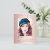 Carte Postale Photo Surprise Anniversaire fêté rose or invitatio (Debout devant)