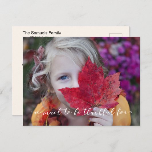 Carte Postale Photo Template Calligraphy Script Thankful (Devant / Derrière)