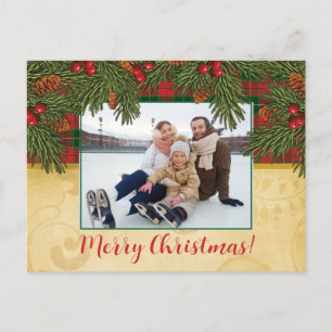 Carte Postale Photo traditionnelle de Noël Tartan Plaid