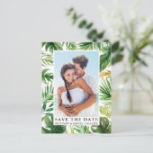 Carte Postale Photo Tropical Vert Moderne Enregistrer La Date (Debout devant)