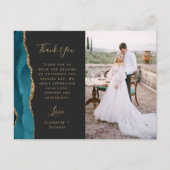 Carte Postale Photo Turquoise Agate Gold Mariage Merci (Devant)