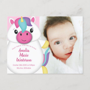 Carte Postale Photo Unicorn Baby Faire-part de naissance